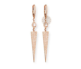 Vogue Crafts and Designs Pvt. Ltd. manufactures Rose Gold Triangular Dangler Earrings at wholesale price.